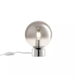 BERRY - asztali lámpa, króm fémszerkezet, füst színű fúvott üveg; 1xE27; átm:20cm - Redo-01-2281