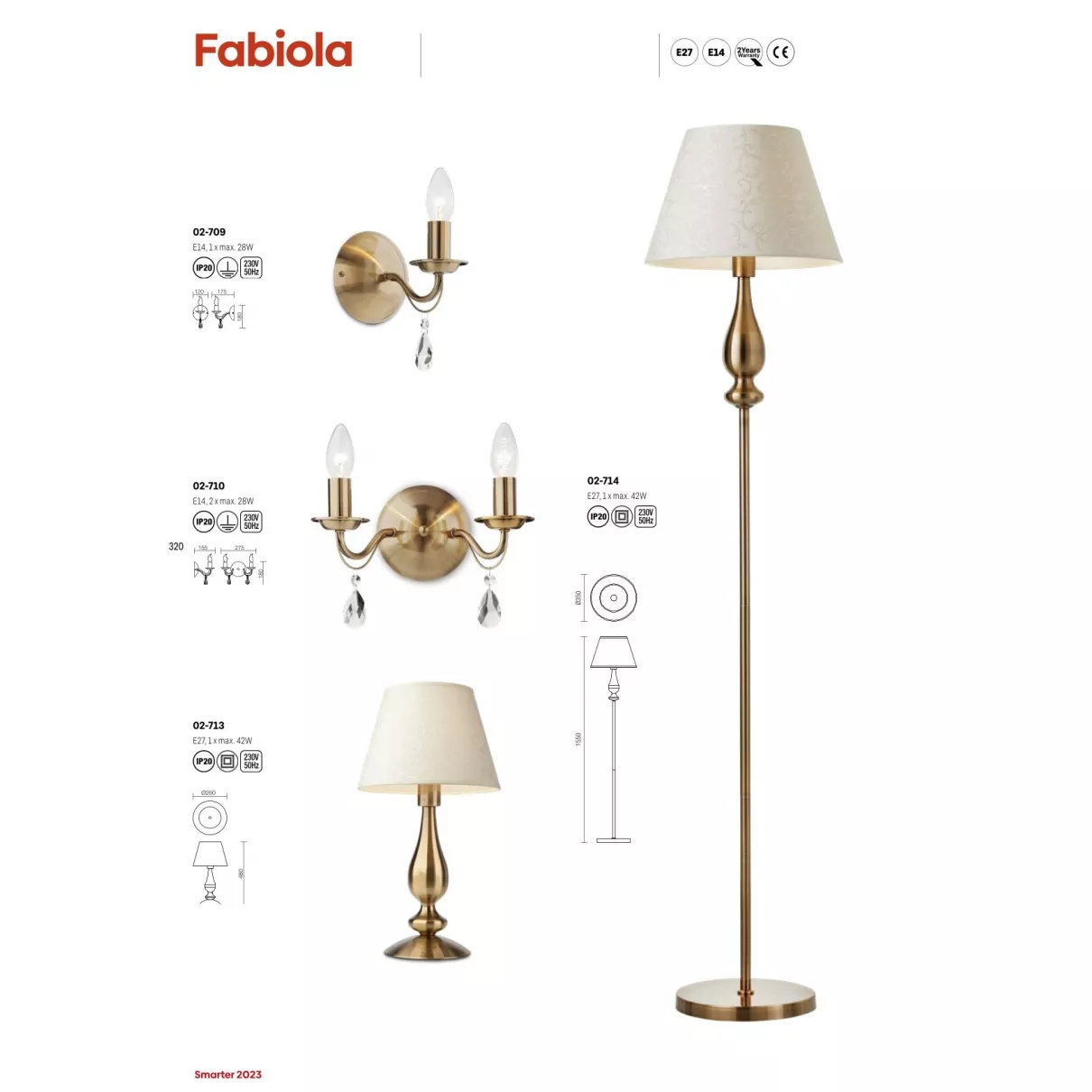 Fabiola - 1 izzós antik sárgaréz asztali lámpa, 1xE14 - Smarter-02-713