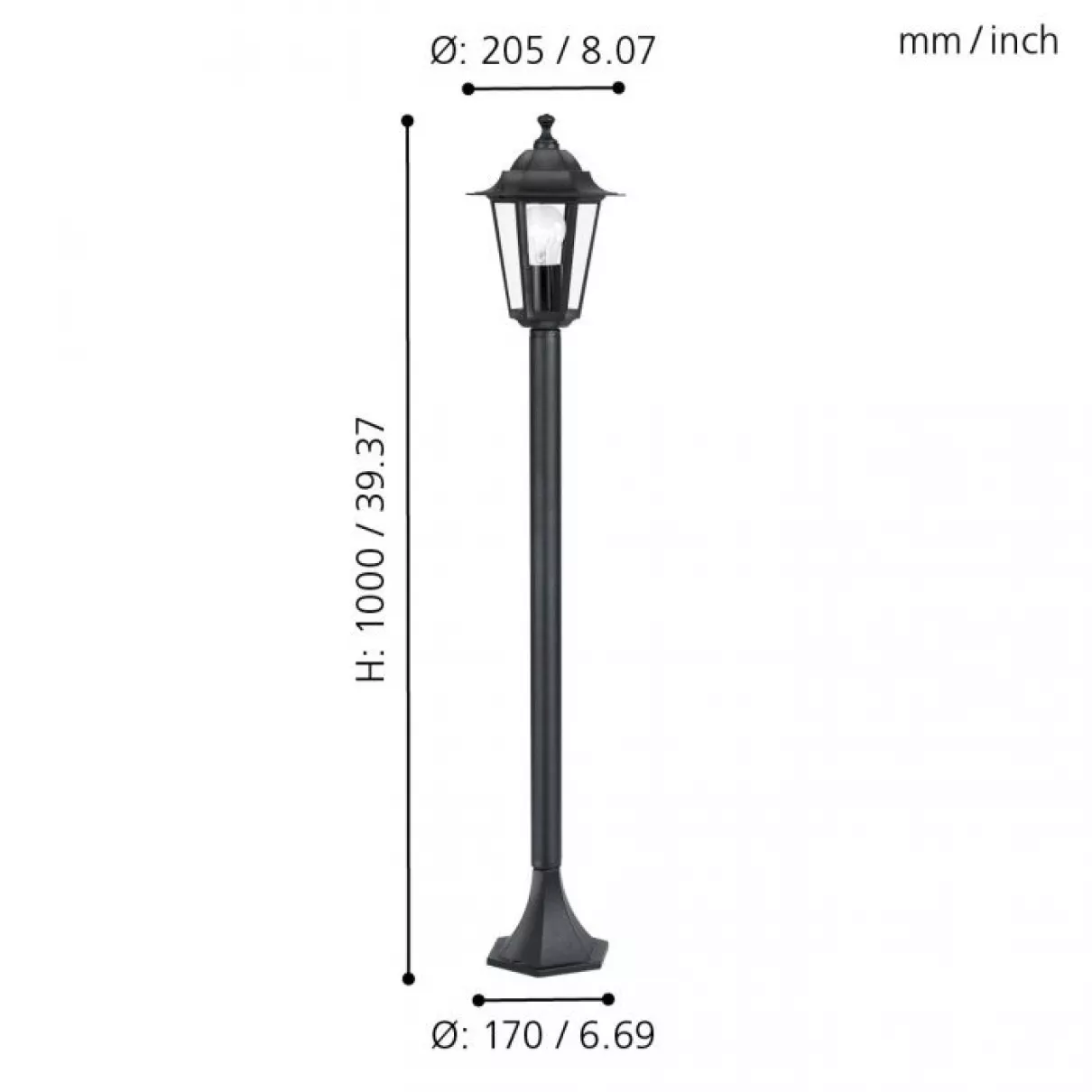 Laterna 4 - Kültéri álló lámpa, fekete, 100 cm - EGLO-22144