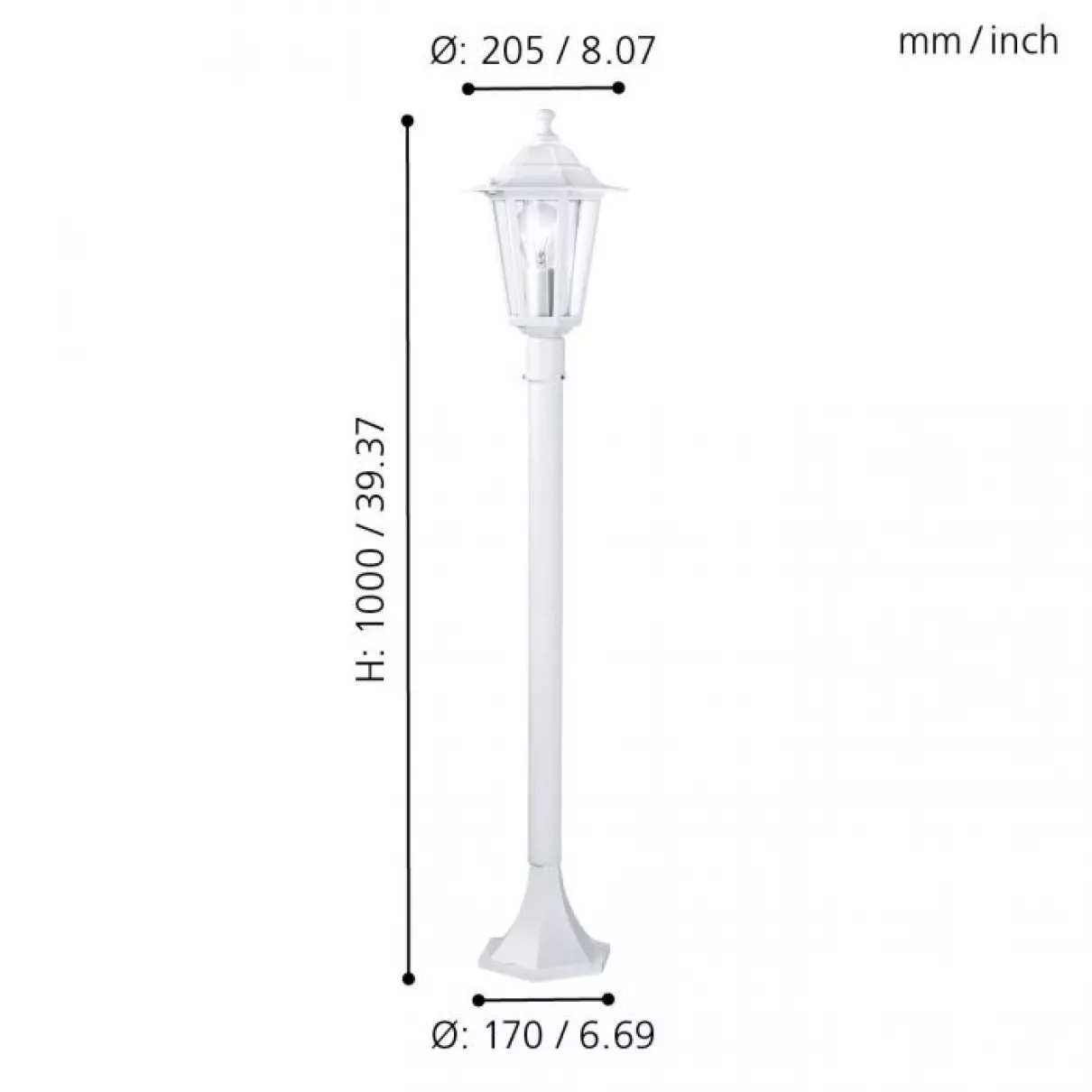 Laterna 5 - Kültéri álló lámpa, fehér 100 cm - EGLO-22995