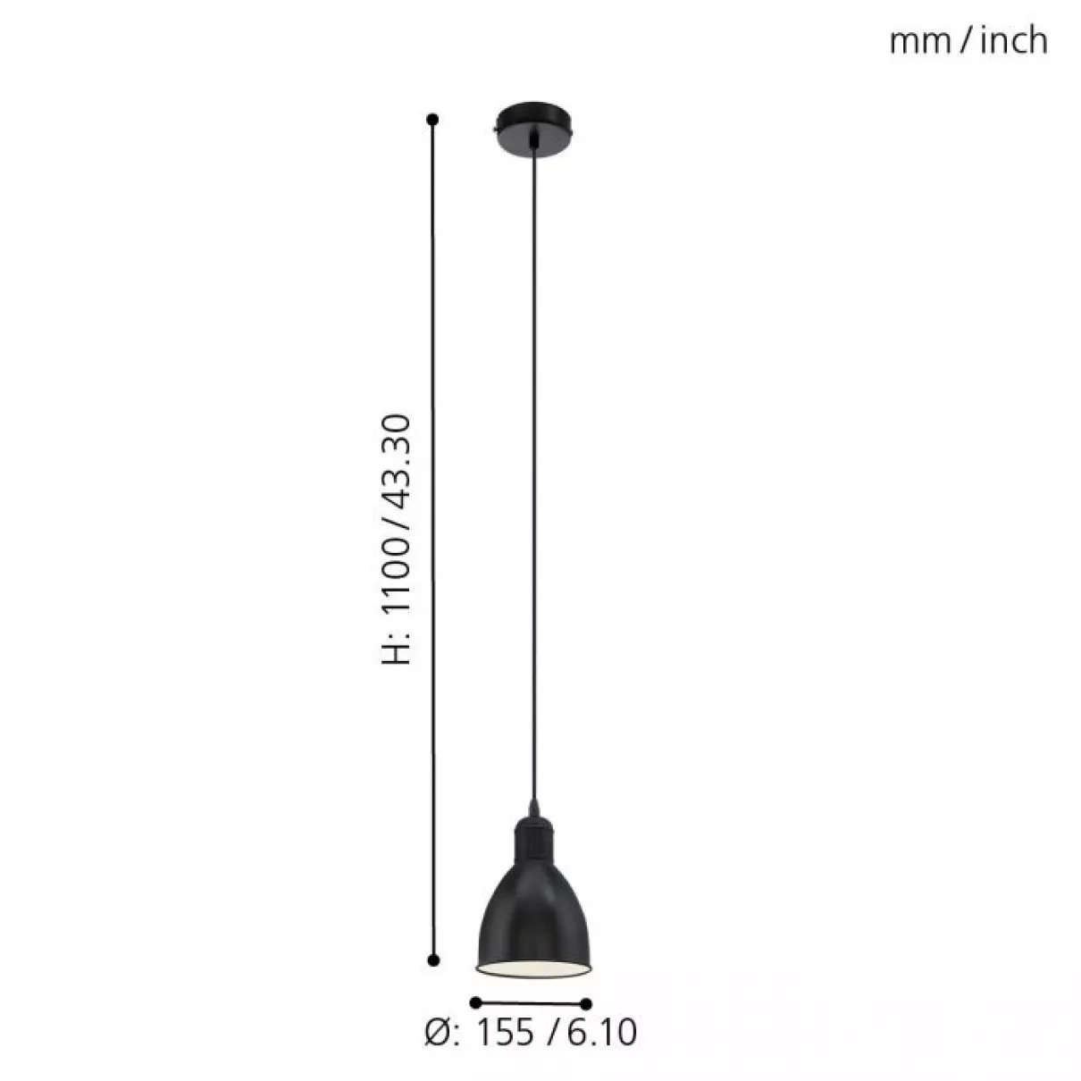 Priddy - Vintage függeszték lámpa, 1xE27, átm:16cm - EGLO-49464