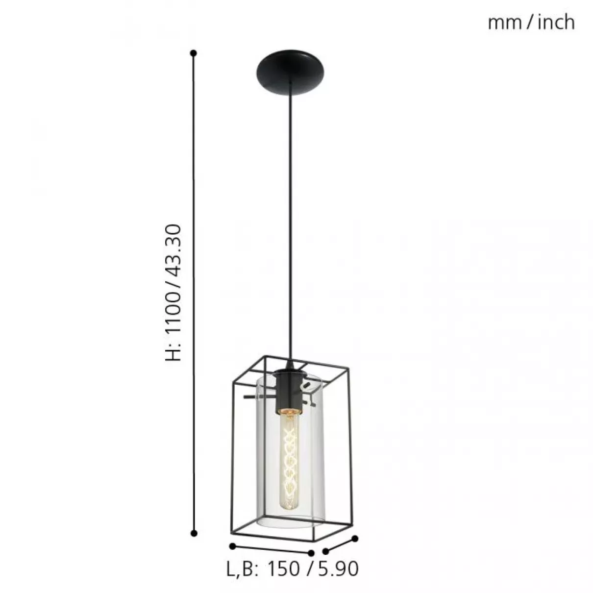 Loncino - Vintage függeszték lámpa, 1xE27 - EGLO-49495