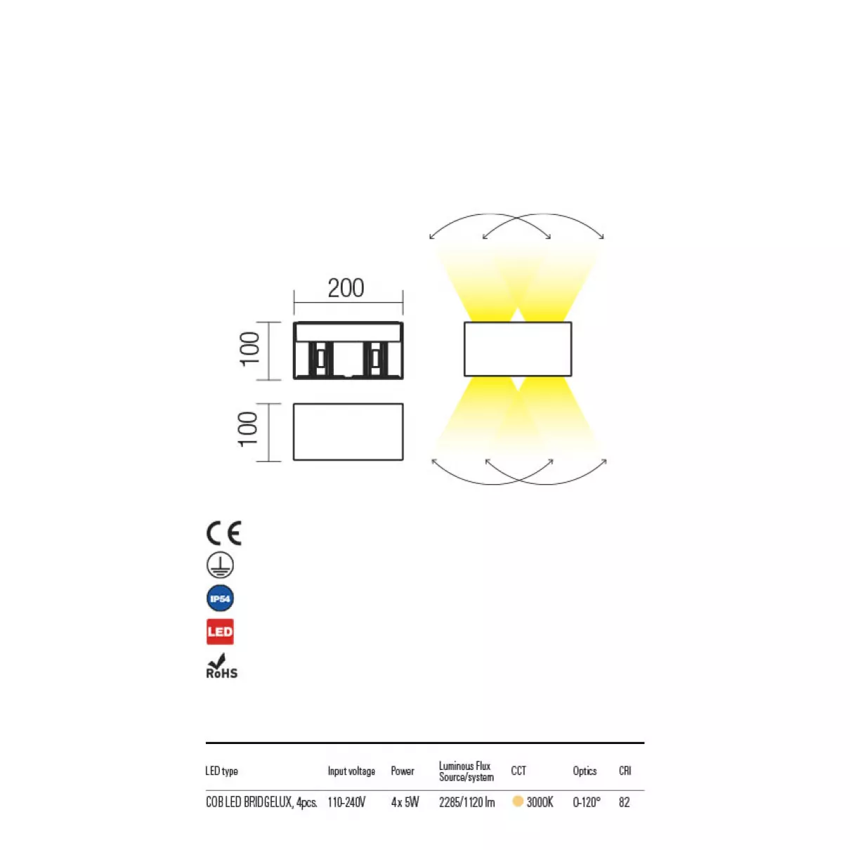 VARY - Kültéri LED fali lámpa; 2280lm; IP54; 3000K -  Redo-90300
