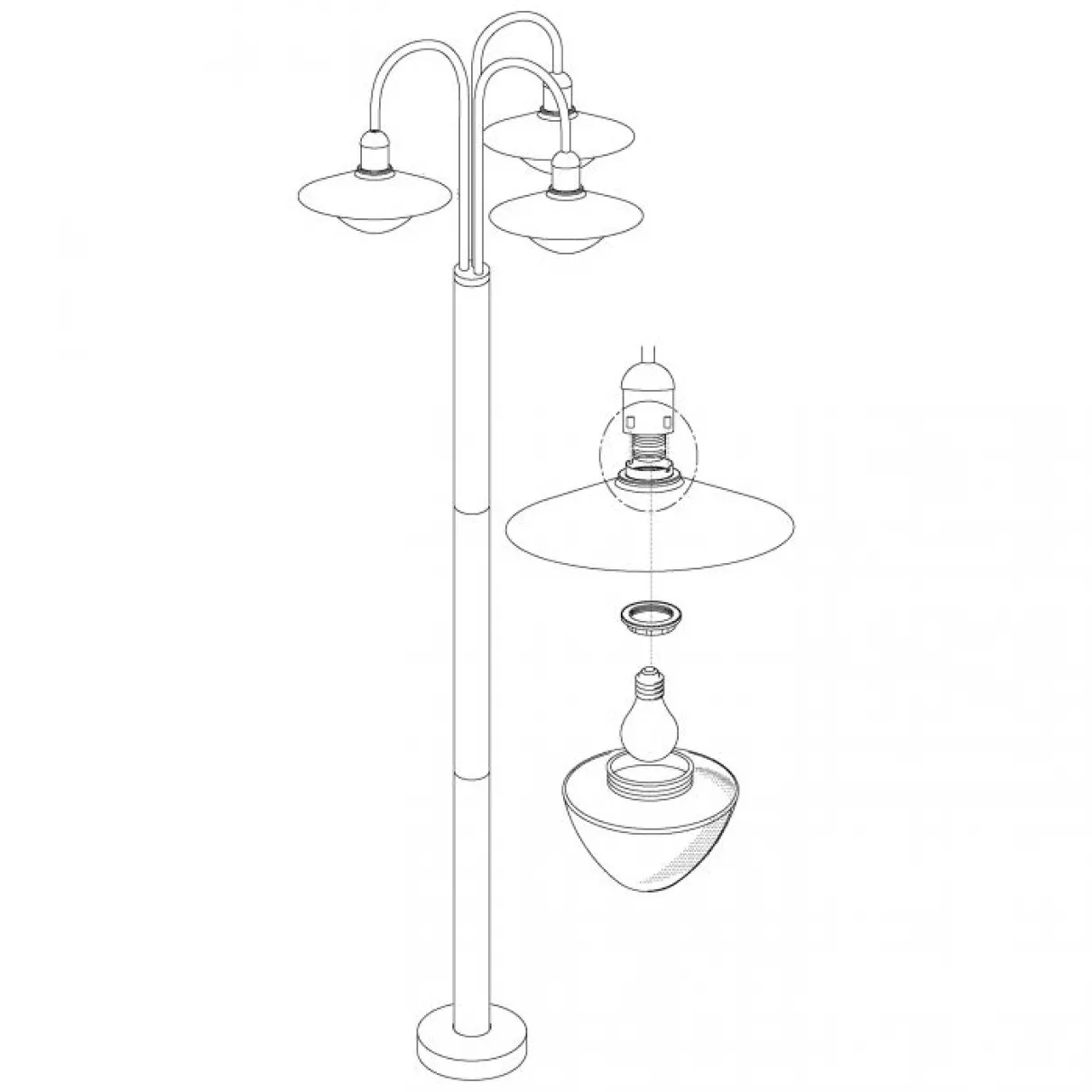 Sirmione - Kültéri kandeláber álló lámpa, 220 cm, E27 - Eglo-97288