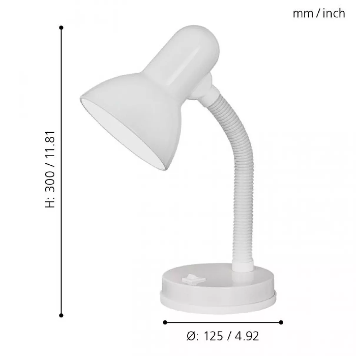 Basic - Írósztali lámpa 1x60W E27 hajlítható mag:30cm fehér - EGLO-9229