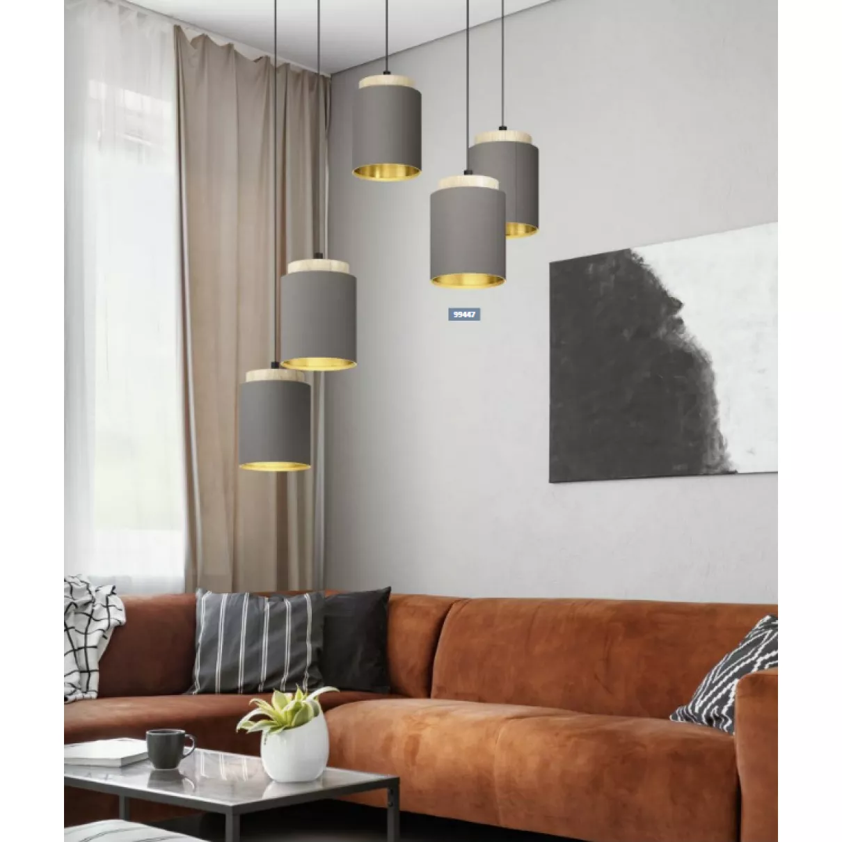 ALBARIZA textil függeszték lámpa; 5xE27; átm:70cm - Eglo-99447