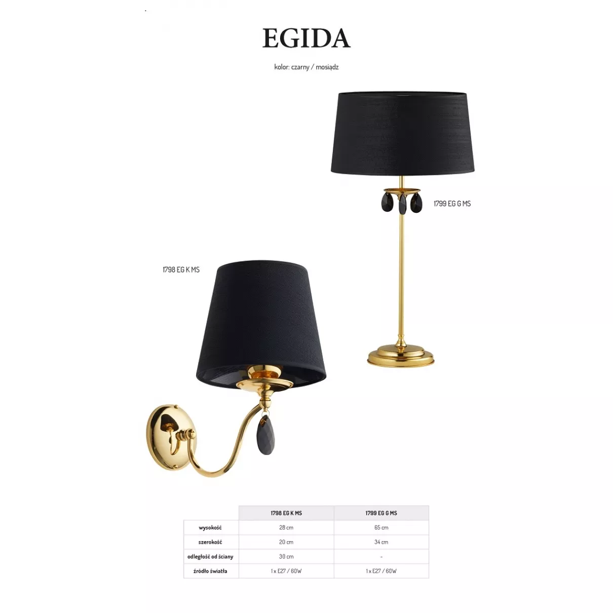 Egida - Asztali komód lámpa; 1xE27 -  Jupiter-1799 EGG ms