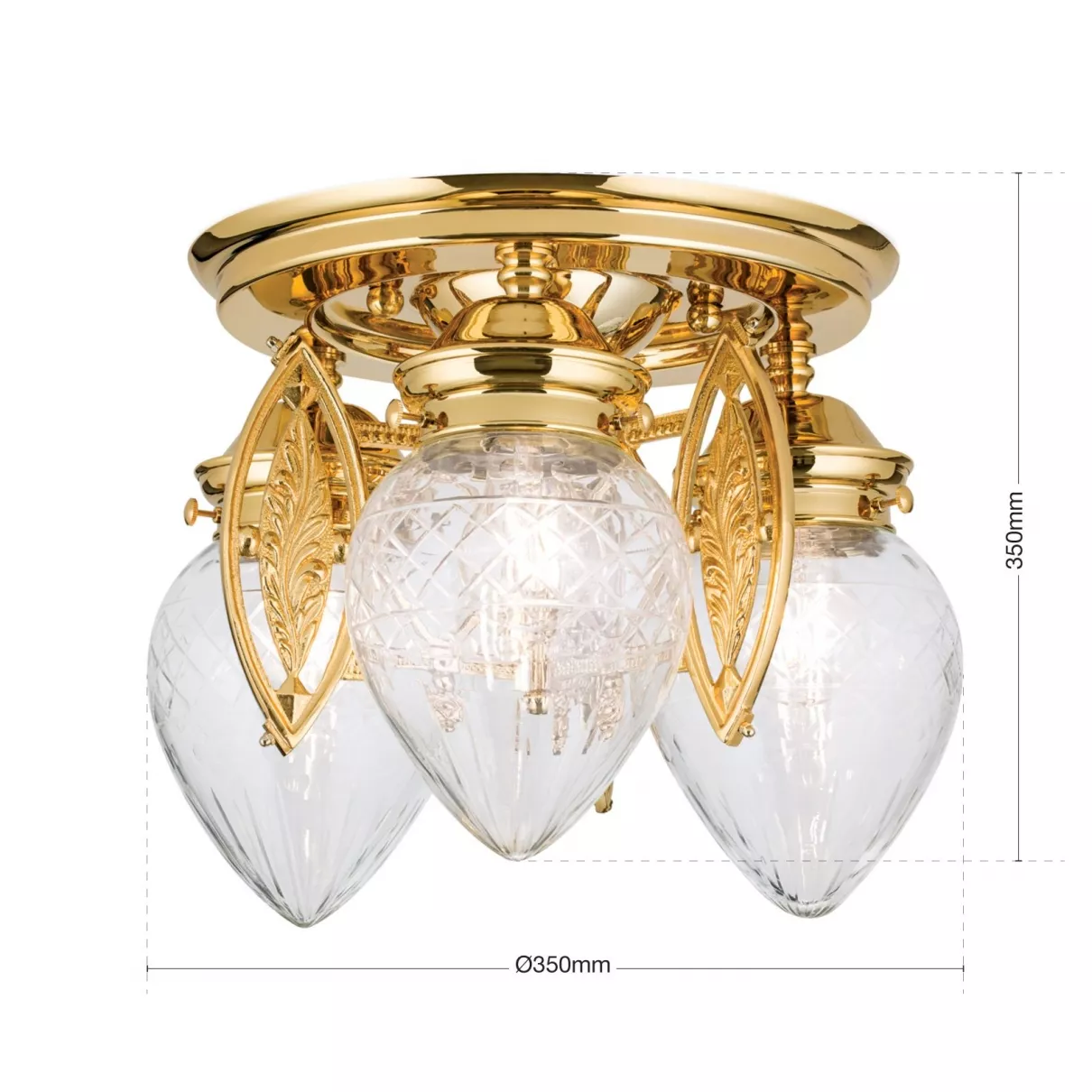 Budapest - 3 izzós arany mennyezeti lámpa, 3xE27 - ORI-DLU 1441/3 gold/411 klar-Schliff