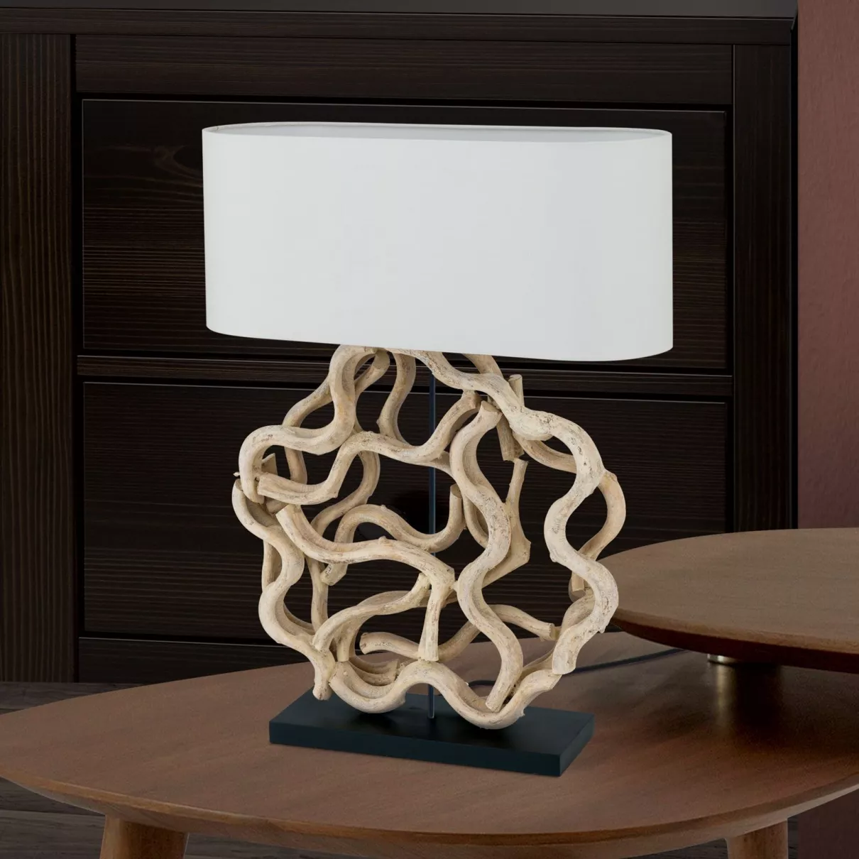PEGGY asztali lámpa, natúr fa, fehér szövet búrával - ORI-LA 4-1216/1 dekor (1xE27)