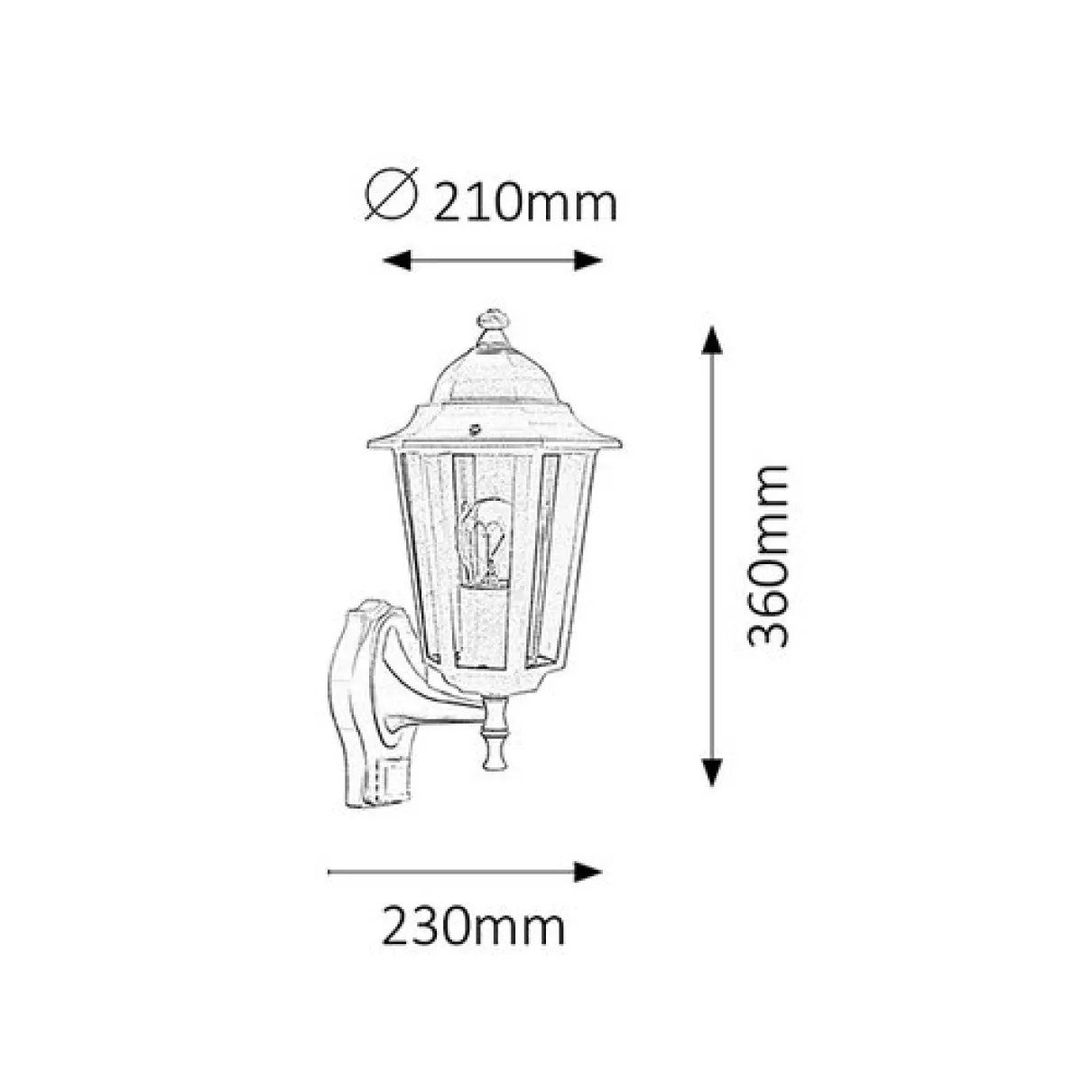 Velence Kültéri fali lámpa,210mm, E27 1x MAX 60W - Raba-8216