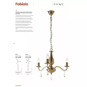 Fabiola - 3 izzós antik sárgaréz csillár, 3xE14 - Smarter-02-711