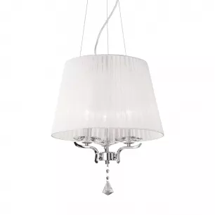 PEGASO 3 izzós függeszték lámpa, króm, fehér ernyő E14 3x40W, átm:40cm -  IDL-59235