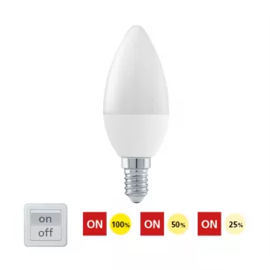 Fali kapcsolóval szabályozható E14 gyertya LED izzó, 6W/470lm/E14/3000K - Eglo-110176