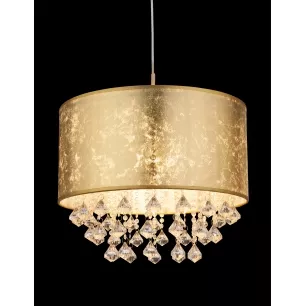 AMY - Arany textilernyős függeszték lámpa, akril gyöngyökkel - Globo-15187H3