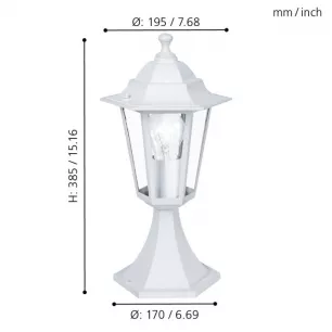 Laterna 5 - Kültéri álló lámpa, fehér, 40 cm - EGLO-22466