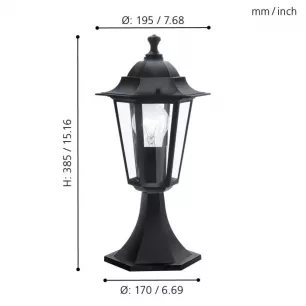 Laterna 4 - Kültéri álló lámpa, fekete, 40 cm - EGLO-22472