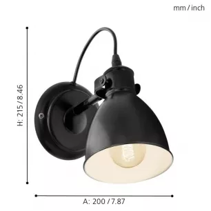 Priddy - Vintage fali spot lámpa, E27 - EGLO-49468