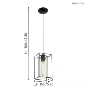 Loncino - Vintage függeszték lámpa, 1xE27 - EGLO-49495