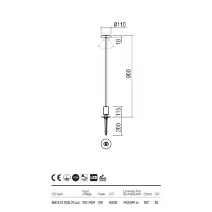 ELFIC kültéri leszúrható led lámpa, m:90cm, barna -  Redo-90465