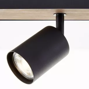 JELLO Wood LED spot lámpa 4 izzós fekete fém/natúr fa 4xGU10 - Brilliant-G93071/76