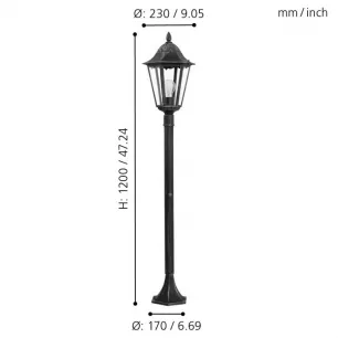 NAVEDO - kültéri fekete állólámpa, m:120cm, 1xE27 - EGLO-93463