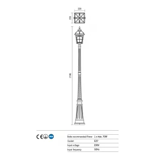 York - Kültéri kandeláber álló lámpa, 219 cm - Redo-9654