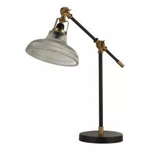BERWICK asztali lámpa, fekete-sárgaréz fém, átlátszó üveg, 1xE14 - Searchlight-EU60020BK