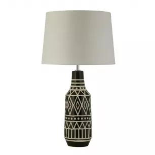 BOURNE asztali lámpa, fekete-fehér kerámia talp, fehér ernyő, 1xE27 - Searchlight-EU60059BK