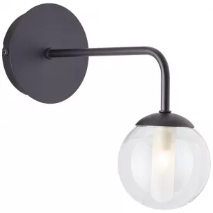 GITSE fürdőszobai fali lámpa, IP44, G9, beépített kapcsolóval, fekete fém/átlátszó üveg - Brilliant-99906/76