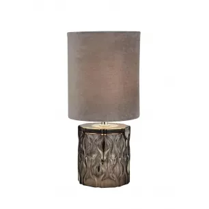 JULIA asztali lámpa, füst üveg talp, szürke ernyő, 1xE27 - Searchlight-EU60748SM