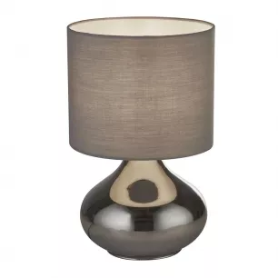 OSLO asztali lámpa, füst színű üveg talp, szürke ernyő, 1xE14 - Searchlight-EU60984SM