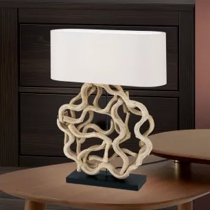 PEGGY asztali lámpa, natúr fa, fehér szövet búrával - ORI-LA 4-1216/1 dekor (1xE27)