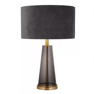 VERONA asztali lámpa, arany és füst üveg talp, fekete ernyő, 1xE27 - Searchlight-EU60141SM