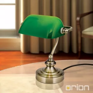 Kis bankár lámpa, patina, zöld üveggel; 1xE14 - ORI-LA 4-1165/1 Patina/zöld