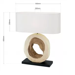 NATHAN asztali lámpa, natúr fa, fehér szövet búrával - ORI-LA 4-1215/1 dekor (1xE27)