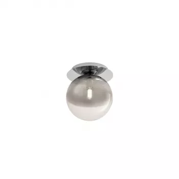 BERRY - mennyezeti lámpa, fémszerkezet, króm fúvott füst színű üveggel; 1xE27; átm:20cm - Redo-01-2279
