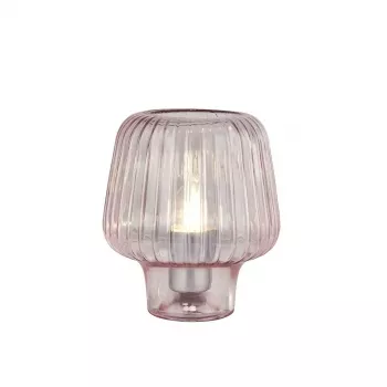 ARIA asztali lámpa, rózsaszín bordázott üveg, 1xE27 - Searchlight-EU60753PI